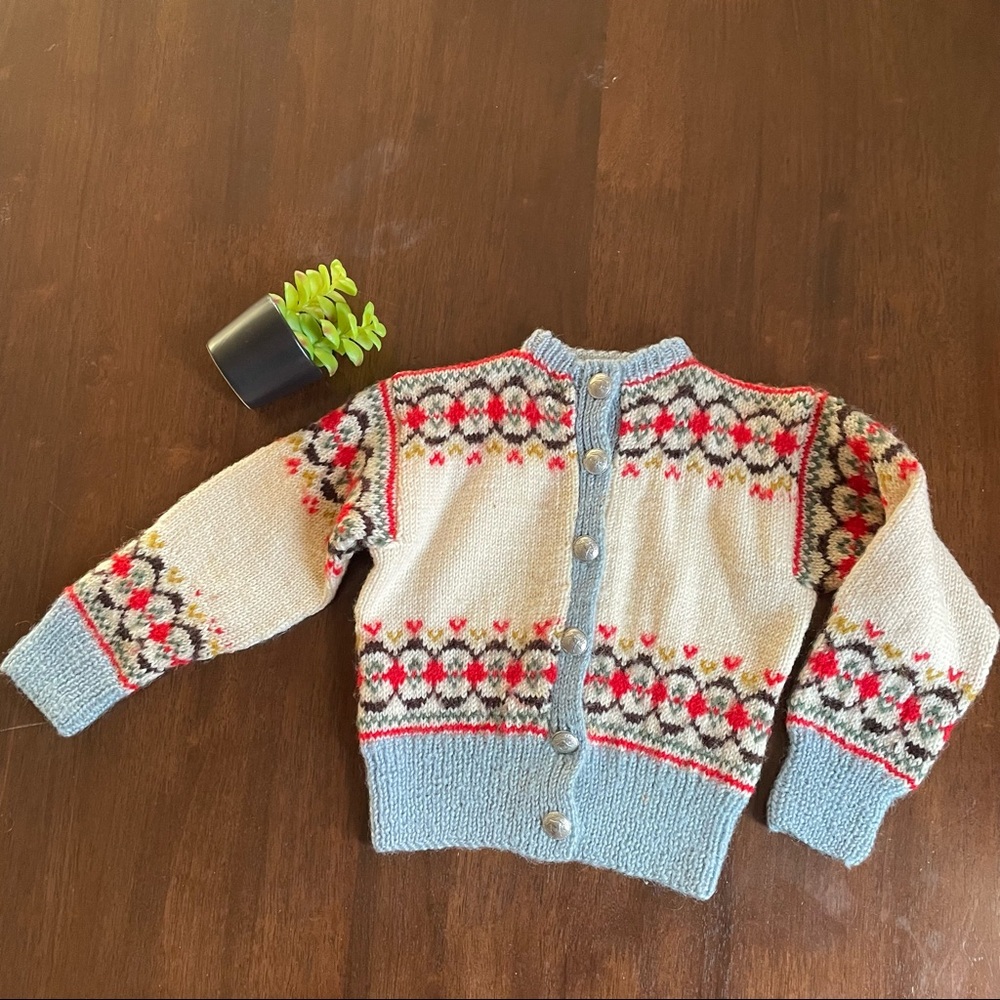 William Schmidt Co Oslo Norway Wool Nordic Cardigan Unisex Child Sweater